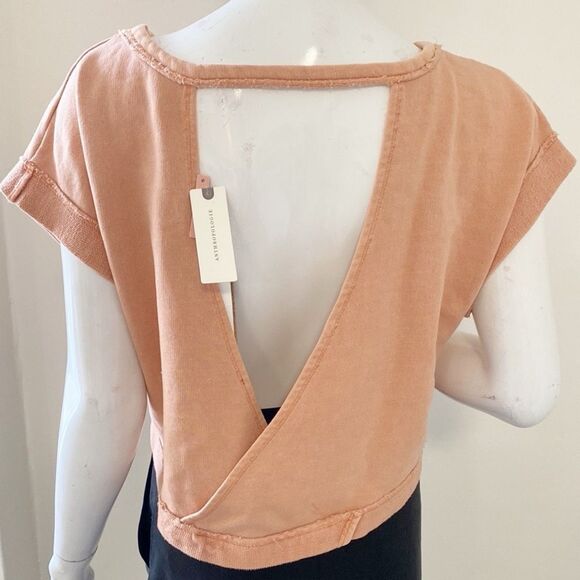 Anthropologie Brand Daily Practice Orange Crop Tank Top Cap Sleeves & Open Back - Picture 2 of 7